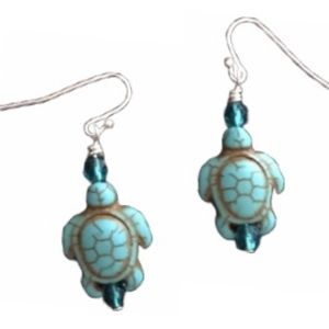 Turquoise Turtle earrings Girls Cute. For all ages